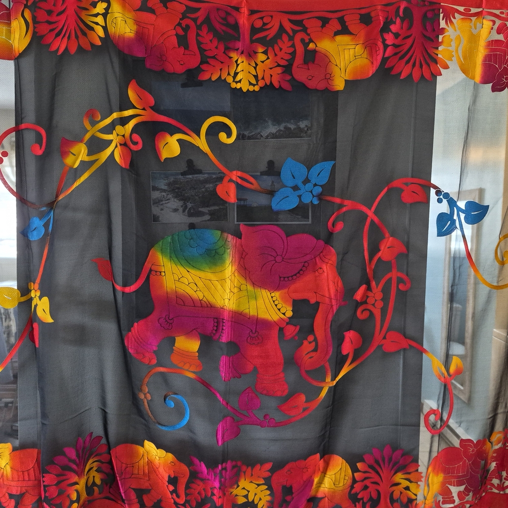 2/$25 Colorful Elephant Print Sheer Scarf - Multicolor